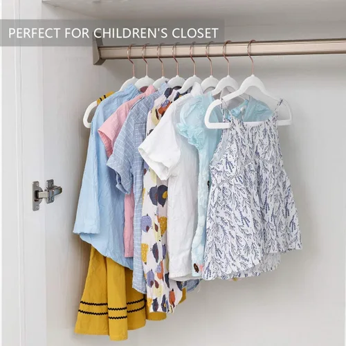 Miniatura 6 de MIZGI Perchas de terciopelo para niños, perchas antideslizantes para niños grandes, perchas de 14 pulgadas para jóvenes, ropa para adolescentes