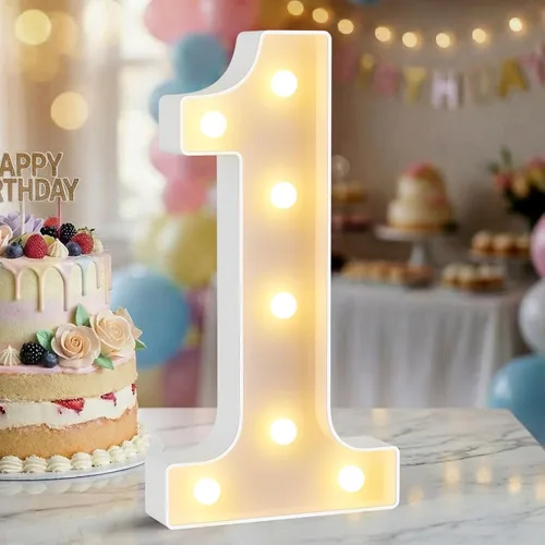 Miniatura 36 de Letrero de números con luz LED de marquesina, letrero de números de cumpleaños iluminado para decoración de fiesta de cumpleaños, pared de bar