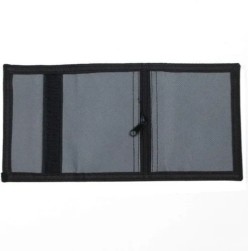 Miniatura 2 de Cartera de lona triple RFID para deportes al aire libre para hombres, lindo monedero con cremallera y bolsillo frontal para niños, camuflaje, Gris