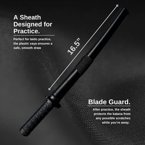 Miniatura 6 de E-BOGU Katana de práctica de polipropileno estilo Mokume (62.2 cm) con vaina Saya negra