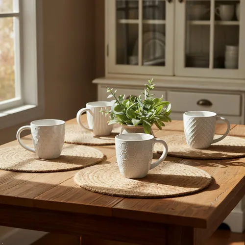 Miniatura 6 de Tazas de café de cerámica en relieve de 14 onzas, juego de 6, tazas de café de cerámica con textura artesanal, aptas para microondas y lavavajillas