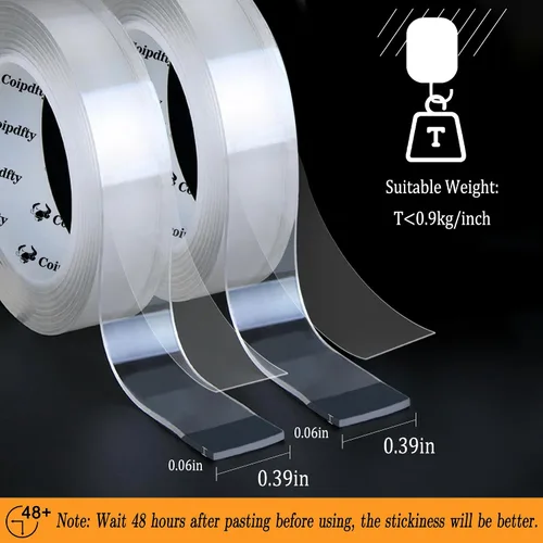 Miniatura 2 de Cinta adhesiva de doble cara para paredes, soporte de cinta extraíble para pósteres, cinta adhesiva resistente para colgar en la pared, cinta 4