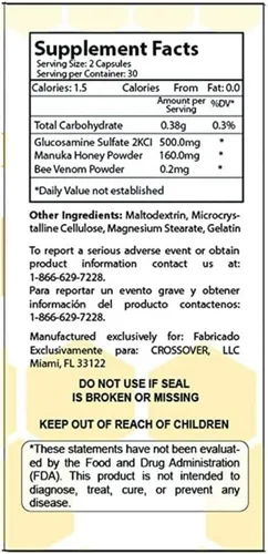 Miniatura 10 de AbeeMed Bee Venom Cápsulas – Suplemento natural de apitoxina con miel de manuka – Inflamación y apoyo a la movilidad, molestias articulares