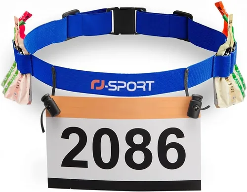 Miniatura 8 de RJ-Sport Cinturón con número de carrera, soporte para cinturón de carreras de triatlón con 6 trabillas de gel energético para triatalón, maratón