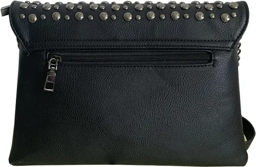 Miniatura 2 de Bolso de mano con cadena de remache para mujer, bolso de mano pequeño de piel sintética, bolso de hombro con asa superior, color negro
