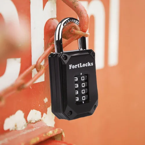 Miniatura 2 de FortLocks - Candado de combinación de 4 dígitos, resistente, de acero inoxidable endurecido, resistente a la intemperie y al aire libre, fácil