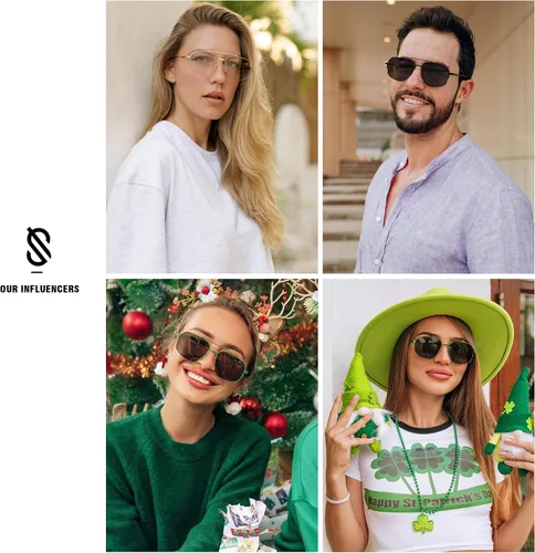 Miniatura 3 de SOJOS Trendy Aviator Sunglasses Mens Womens Retro Double Bridge Metal Frame Semi-Rimless Shades SJ1191