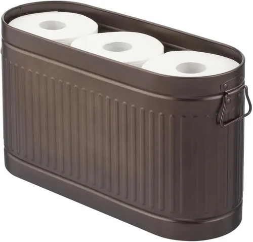 mDesign Organizador grande de papel higiénico de acero independiente, contenedor contenedor de almacenamiento de 6 rollos de papel de tejido para el