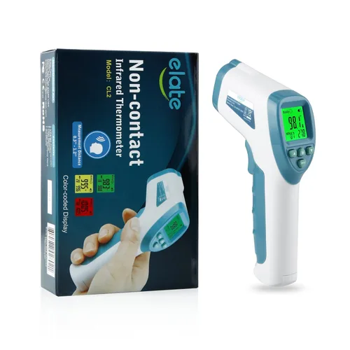 Elate Termómetro de frente | Termómetro digital infrarrojo sin contacto para adultos, niños y bebés | con alarma de fiebre | Grado médico para el