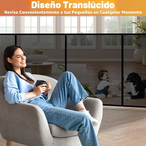 Miniatura 5 de Puertas retráctiles para bebés de 236 pulgadas, puerta para perros extra ancha, puerta de seguridad para niños y mascotas de 42 pulgadas de alto
