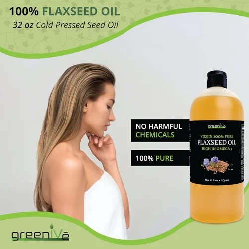 Miniatura 4 de GreenIVe Aceite de semilla de lino 100% puro prensado en frío, cultivado en Estados Unidos, alto contenido vegano de ácidos grasos Omega 3 6 9