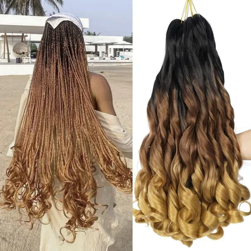 Miniatura 24 de WIPPORYA Cabello Rizado Francés para Trenzar de 24 Pulgadas, 6 Paquetes de Cabello Ondulado Suelto Elástico para Crochet Pre-Estirado 3.53