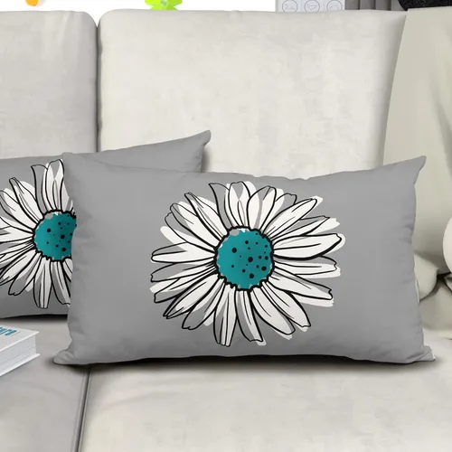 Miniatura 5 de Juego de 2 fundas de almohada de margaritas turquesa de 12 x 20 pulgadas, fundas de almohada florales de madera floral moderna abstracta de flores