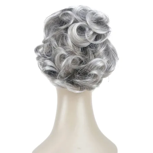 Miniatura 3 de Aimole Extensiones de clip de garra sintética de dama de cola de caballo gris rizado corto (48T)