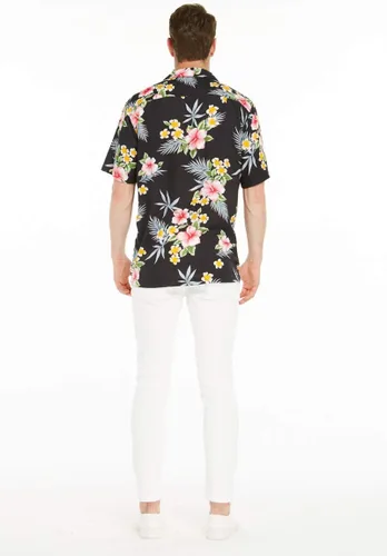 Miniatura 5 de Camisa hawaiana Luau para parejas a juego o pantalones de pierna ancha en hibisco negro