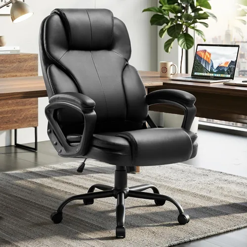 Miniatura 8 de Shintenchi Silla de oficina ejecutiva de respaldo alto, silla ergonómica de escritorio de PU para computadora con inclinación de 3 niveles