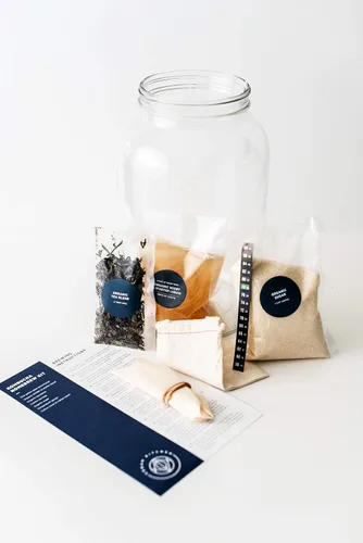 Miniatura 3 de Kit de iniciación – Incluye SCOBY orgánico, líquido de inicio, frasco de vidrio de 1 galón, medidor de temperatura, té y azúcar