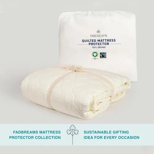 Miniatura 6 de FABDREAMS Protector de colchón acolchado orgánico tamaño Twin Almohadilla de colchón Funda de colchón Naturalmente transpirable Sin ruido