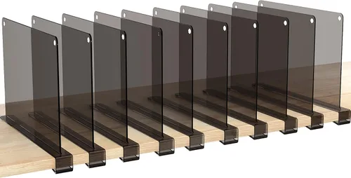 Miniatura 39 de HBlife 12 piezas de divisores de estante de acrílico transparente, organizador vertical de bolsos para armario, perfecto para suéteres, camisas