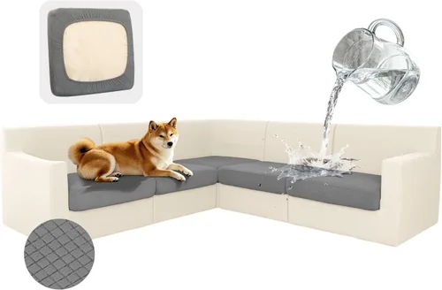 Miniatura 26 de ALIECOM Fundas 100% impermeables para sofá seccional esquinero en forma de L, fundas de cojín de jacquard elásticas para mascotas y perros
