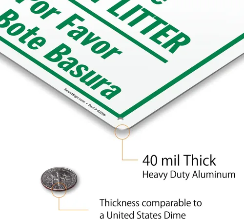 Miniatura 5 de SmartSign Letrero de metal con texto en inglés "Please Do Not Litter, Por Favor No Bote Basura" de 14 x 10 pulgadas, aluminio laminado a prueba