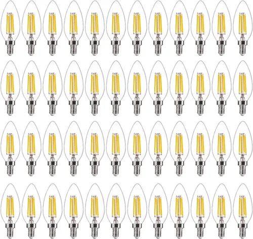 Miniatura 10 de FLSNT Amber LED Candelabra Light Bulbs 40W Equivalent, B11 E12 LED Chandelier Bulbs, 2200K Warm White, Dimmable, 330LM, 96 Pack UL,CA65 Listed.