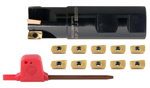 Miniatura 26 de Accusize Industrial Tools Molino de extremo indexable de hombro cuadrado de 90 grados de 1/2 '' con insertos de carburo Apkt11T3, 0056-0913