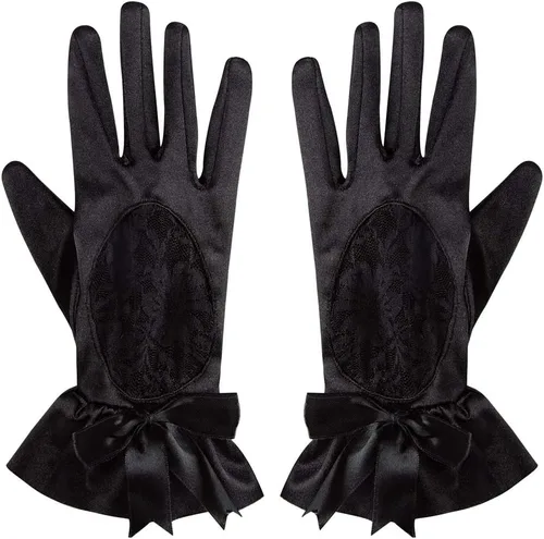 Miniatura 2 de Xuhan Guantes cortos de satén para mujer, guantes de ópera hasta la muñeca
