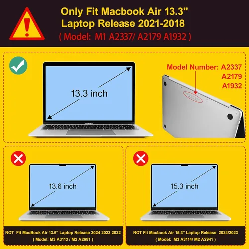 Miniatura 2 de Mektron Funda para MacBook Air de 13 pulgadas M1 A2337 A2179 A1932, carcasa dura 2018-2021 Air de 13 pulgadas con Touch ID, diseño exclusivo