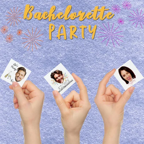 Miniatura 4 de 20 calcomanías de tatuajes fotográficos para despedida de soltera para novio, tatuajes faciales personalizados para hombres, decoraciones de fiesta