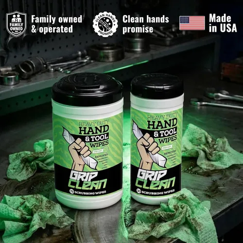 Miniatura 8 de Grip Clean Toallitas de Limpieza de Manos y Herramientas de Servicio Pesado – Limpiador de Manos Sin Agua para Mecánicos, Garaje y Taller