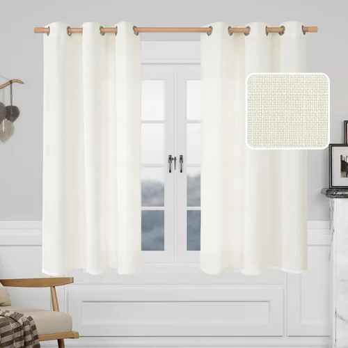 Miniatura 28 de LAMIT Cortinas de Lino Blancas Semitransparentes para Dormitorio, Paneles Filtrantes de Luz, Cortinas de Lino con Ojales de Protección de Privacidad
