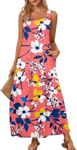 Miniatura 5 de Vestidos de iglesia para mujer 2025, casual, holgado, sin mangas, largo, fluido, vestido de verano con bolsillos