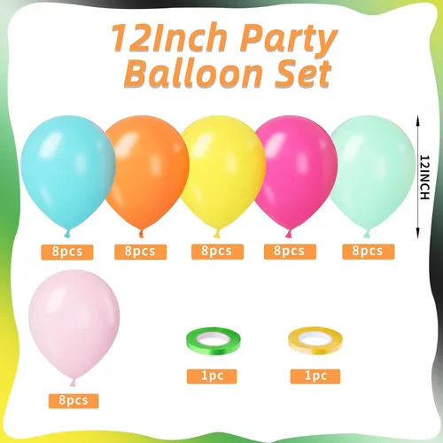 Miniatura 2 de Globos arcoíris, 12 pulgadas 50 unidades, multicolor, globos arcoíris azul celeste verde amarillo naranja rosa intenso, de látex, para cumpleaños