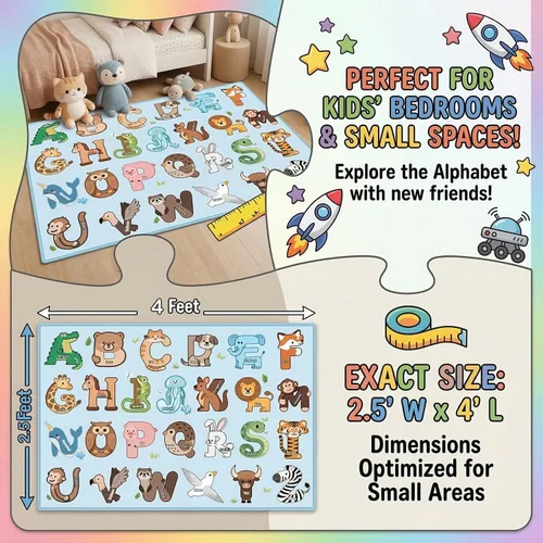 Miniatura 2 de Alfombras infantiles para sala de juegos, alfombra ABC de 2.5 x 4 pies para niños pequeños, alfombra de aprendizaje educativo, alfombra