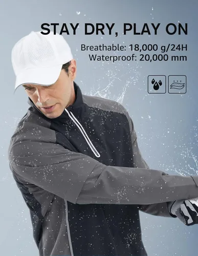 Miniatura 3 de FIT SPACE Trajes de lluvia de golf impermeables para hombre, chaquetas de lluvia y pantalones para todos los deportes