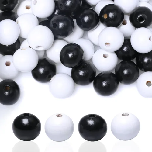 Miniatura 8 de Cuentas de madera para decoración del hogar, 60 cuentas, 0.78 pulgadas, agujero de 0.78 pulgadas, cuentas espaciadoras de madera redondas pintadas