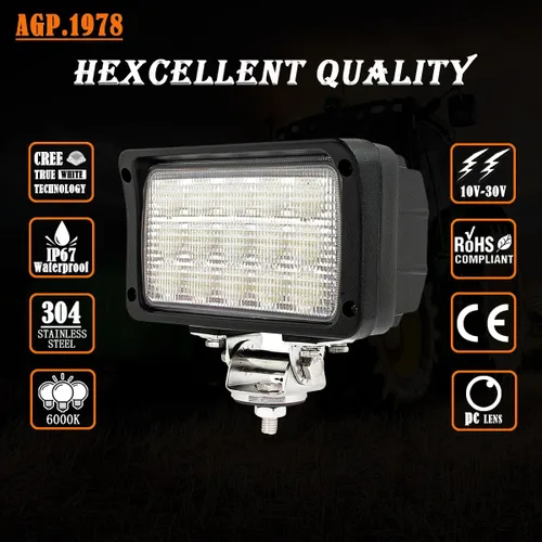 Miniatura 2 de Luz de trabajo LED de 45 W, 6 pulgadas, lámpara antiniebla LED de inundación, ultra brillo, rectangular, 12 V, compatible con John Deere Tractor