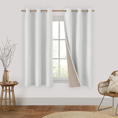 Miniatura 38 de Homeideas Cortinas Rosa Claro 100% Opacas de 84 Pulgadas de Largo, Gruesas Cortinas de Lino Sintético/Mezcla de Lino Texturizadas, Lindas Cortinas