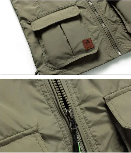 Miniatura 2 de Flygo Chaleco de pesca ligero para hombre con múltiples bolsillos para viajes al aire libre
