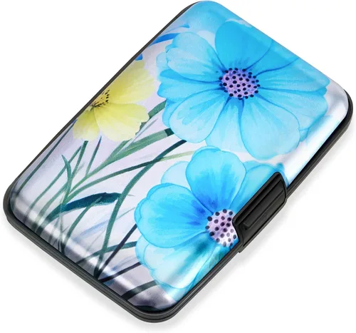 Miniatura 13 de Mayski Soporte para tarjetas de crédito, bloqueo RFID, funda rígida de aleación de aluminio, pequeña cartera de metal para mujeres y hombres