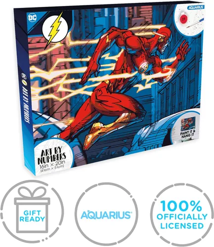 Miniatura 7 de AQUARIUS The Flash Art By Numbers - Kit de pintura (lienzo estirado de 16 x 20 pulgadas), 24 pinturas, 3 pinceles, listo para colgar, coleccionable
