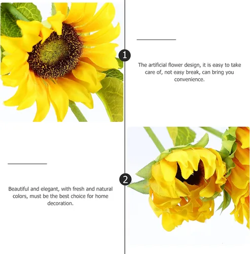 Miniatura 3 de Happyyami Paquete de 2 flores artificiales de girasoles de plástico, decoración versátil para espacios al azar