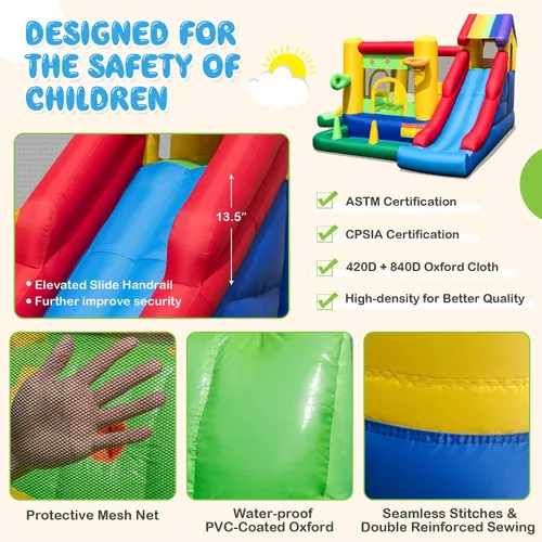 Miniatura 3 de BOUNTECH Casa inflable de rebote con pozo de bolas, castillo animoso 7 en 1 con toboganes dobles para niños pequeños a partir de 3 años, casa