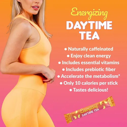 Miniatura 3 de Skinny Teas - Palitos de té energizante diurno, té instantáneo de menta cítrica, energía natural + apoyo al metabolismo, vitaminas + fibra