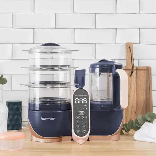 Miniatura 2 de Babymoov Paquete de almacenamiento y fabricante de alimentos para bebés - Duo Meal Station XL 6 en 1 licuadora de vapor + 6 tarros de vidrio