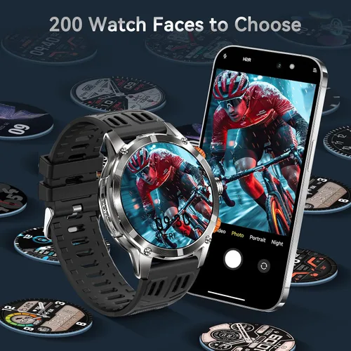 Miniatura 7 de Reloj inteligente militar para hombre (llamada/respuesta de llamada) con linterna LED, pantalla grande HD de 1.7 pulgadas con batería de 530 mAh