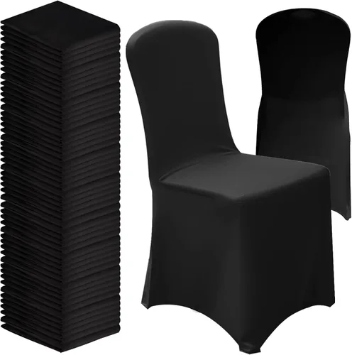 Vencede 50 fundas para sillas de elastano elástico negro, fundas para sillas para bodas, protectores universales para sillas para fiestas,