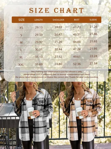 Miniatura 6 de AUTOMET Womens Casual Plaid Shacket Button Down Long Sleeve Shirts