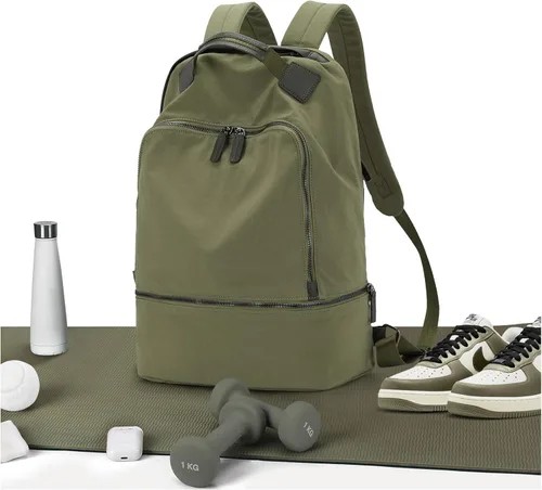 Miniatura 10 de Mochila de gimnasio para mujer, pequeña bolsa de gimnasio con compartimento para zapatos, mochila impermeable para deportes con bolsillo húmedo